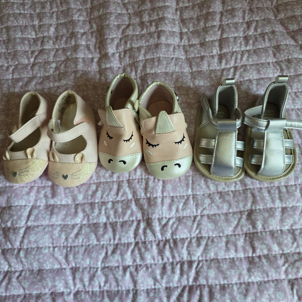 Baby Girls Kids' Pink Unicorn Slip-On Shoes - Cute Slip-Ons for Babies 3 Pair